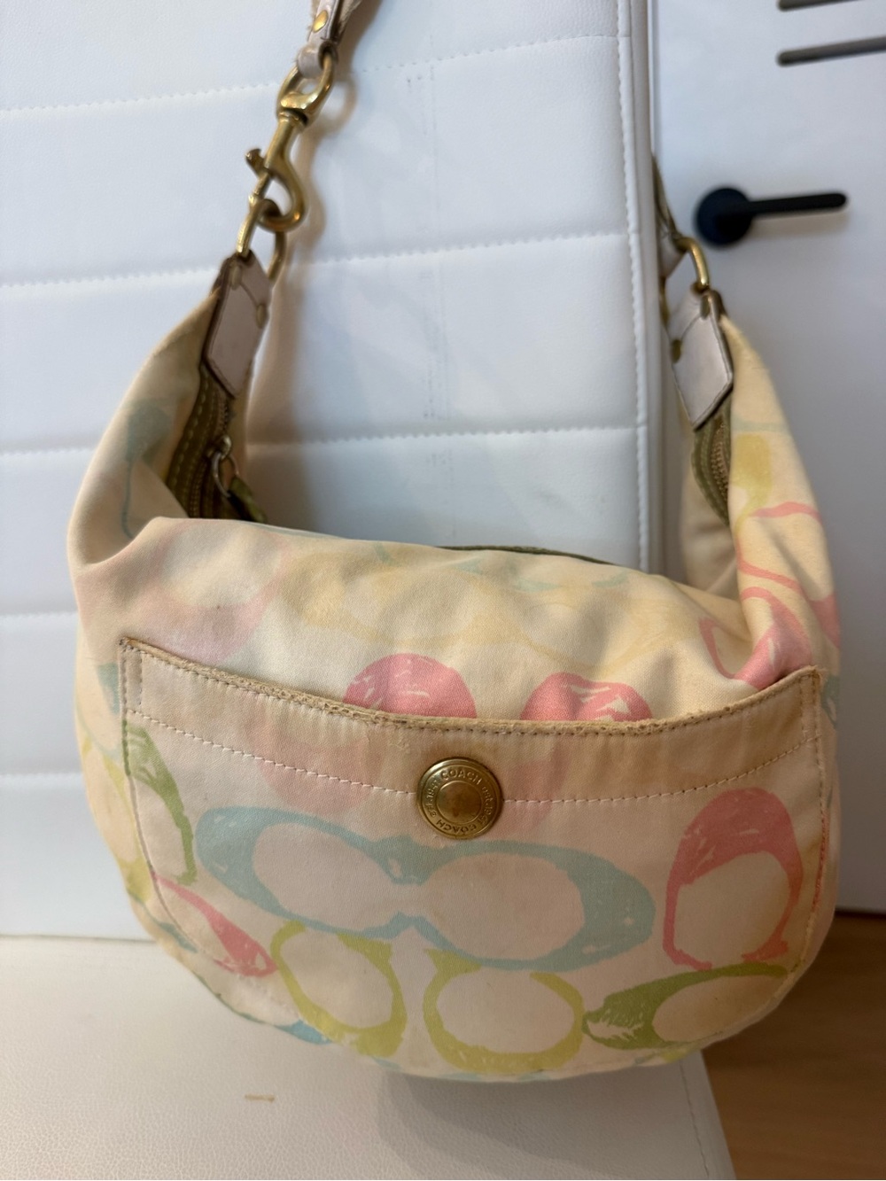 Coach Hamptons Scribble Hobo Multicolor Pastel Vintage Bag